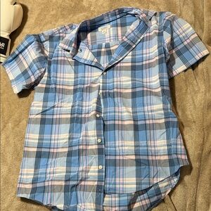 Croft & Barrow Blue and Pink Plaid Button Down Shirt